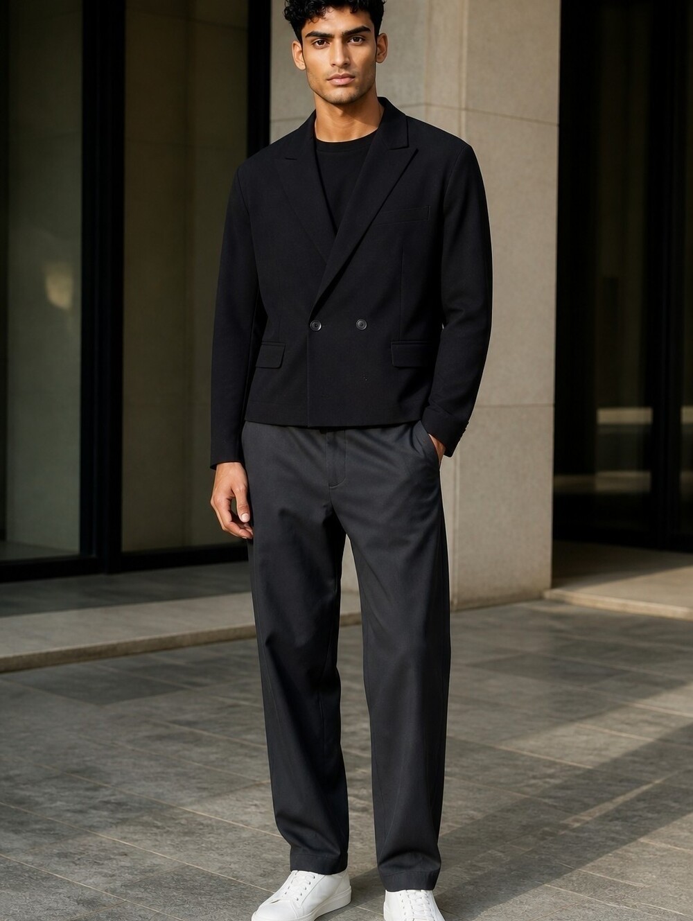 NWT Nova Men Black Double-Breasted Blazer - Modern Tailored Style Black Sz XXXL